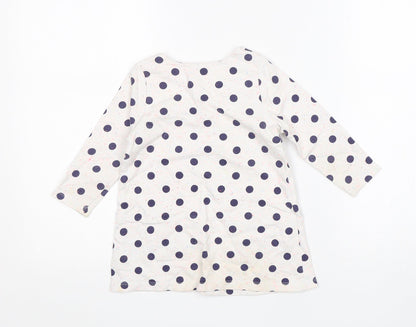 Mothercare Girls Multicoloured Polka Dot Cotton Jumper Dress  Size 9-12 Months  Round Neck