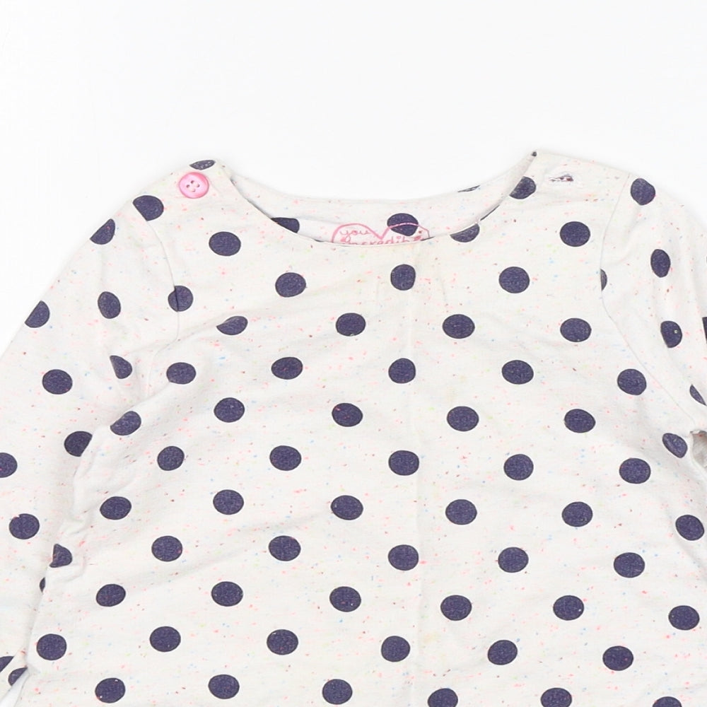 Mothercare Girls Multicoloured Polka Dot Cotton Jumper Dress  Size 9-12 Months  Round Neck