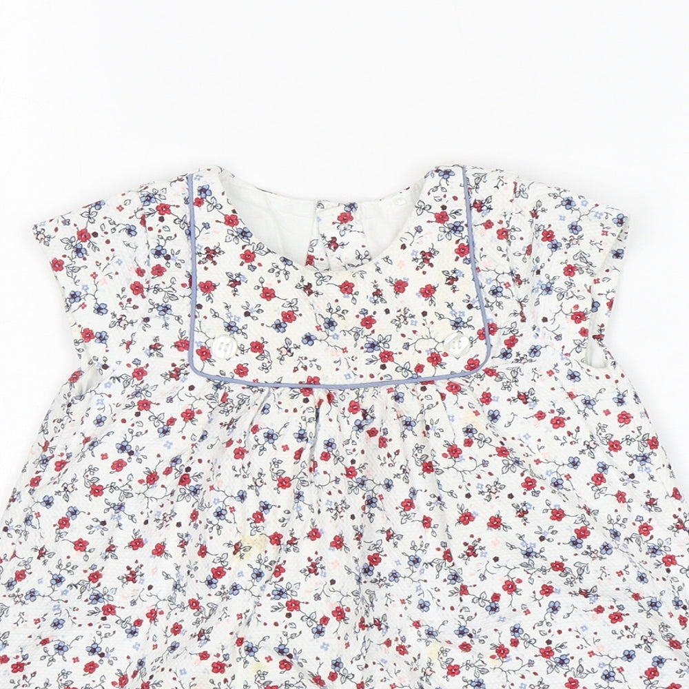 Mothercare Girls Multicoloured Floral Cotton A-Line  Size 9-12 Months  Round Neck