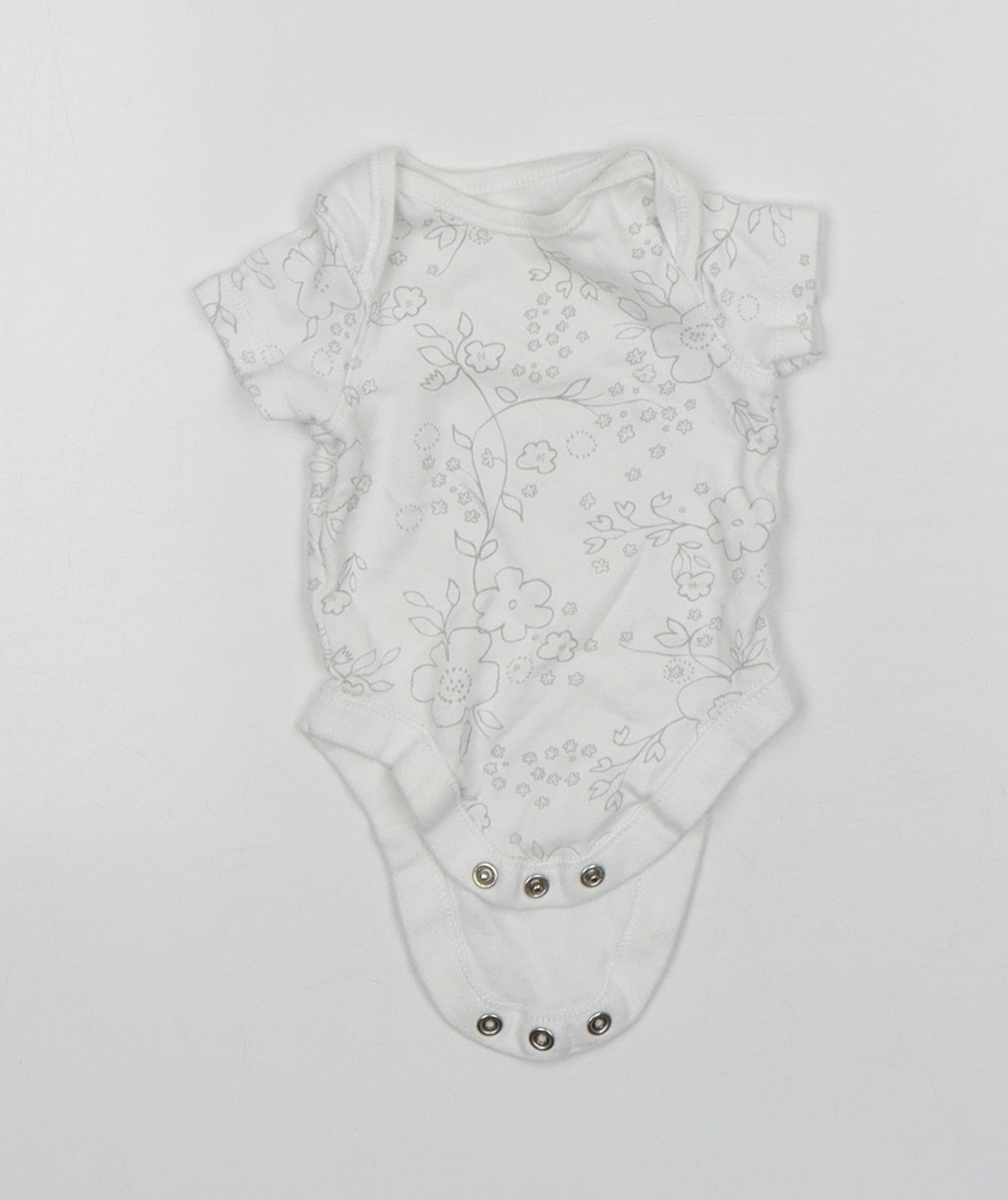 F&F Girls White Floral Cotton Leotard One-Piece Size Newborn