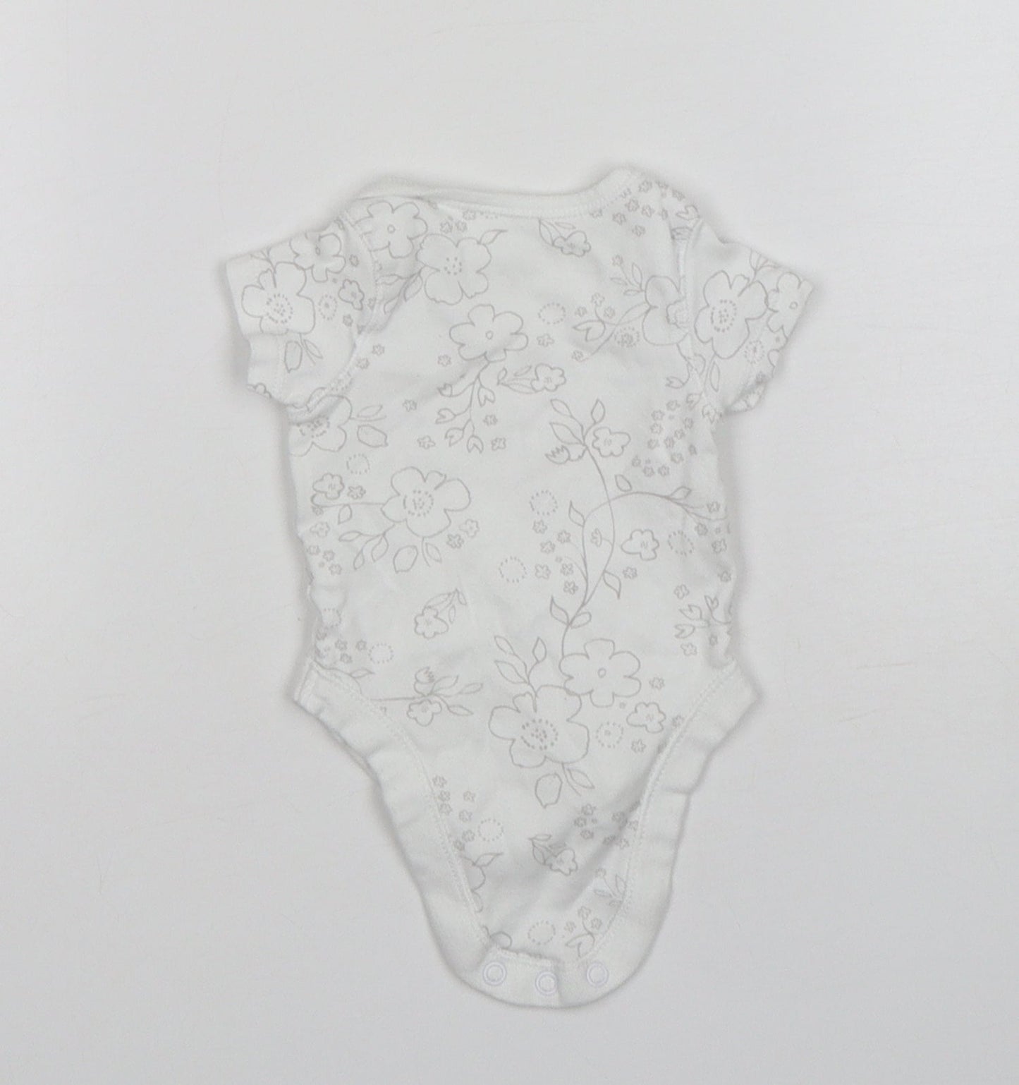F&F Girls White Floral Cotton Leotard One-Piece Size Newborn