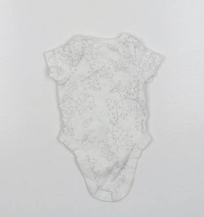 F&F Girls White Floral Cotton Leotard One-Piece Size Newborn
