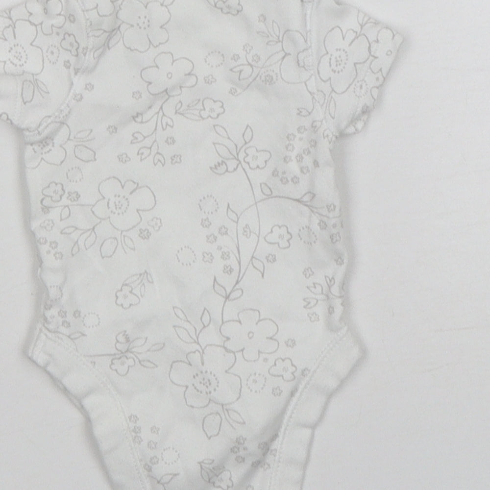 F&F Girls White Floral Cotton Leotard One-Piece Size Newborn