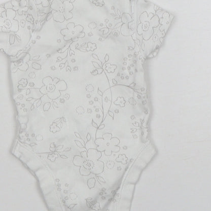 F&F Girls White Floral Cotton Leotard One-Piece Size Newborn