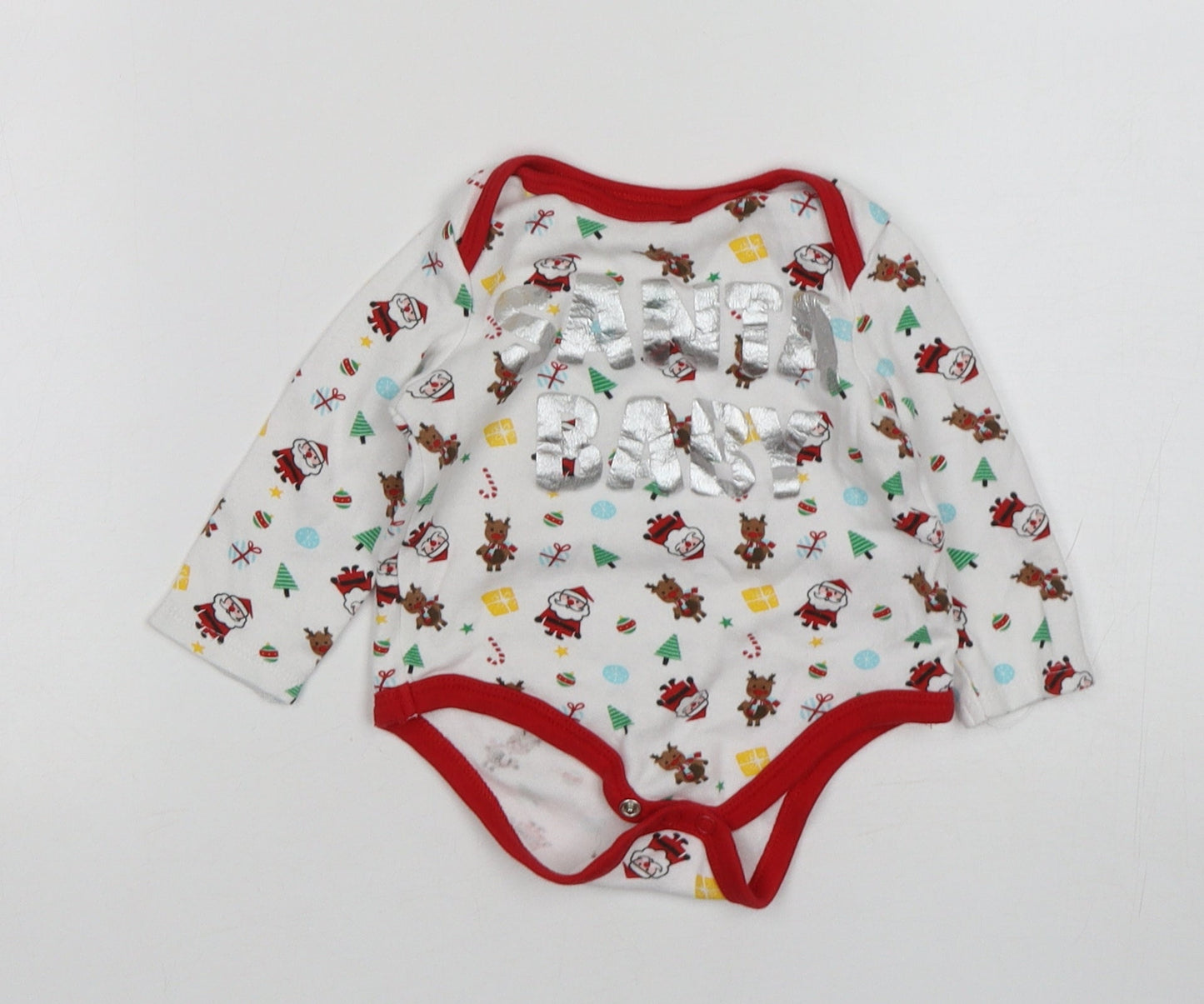 PEP&CO Baby White  Cotton Leotard One-Piece Size 6-9 Months   - Christmas