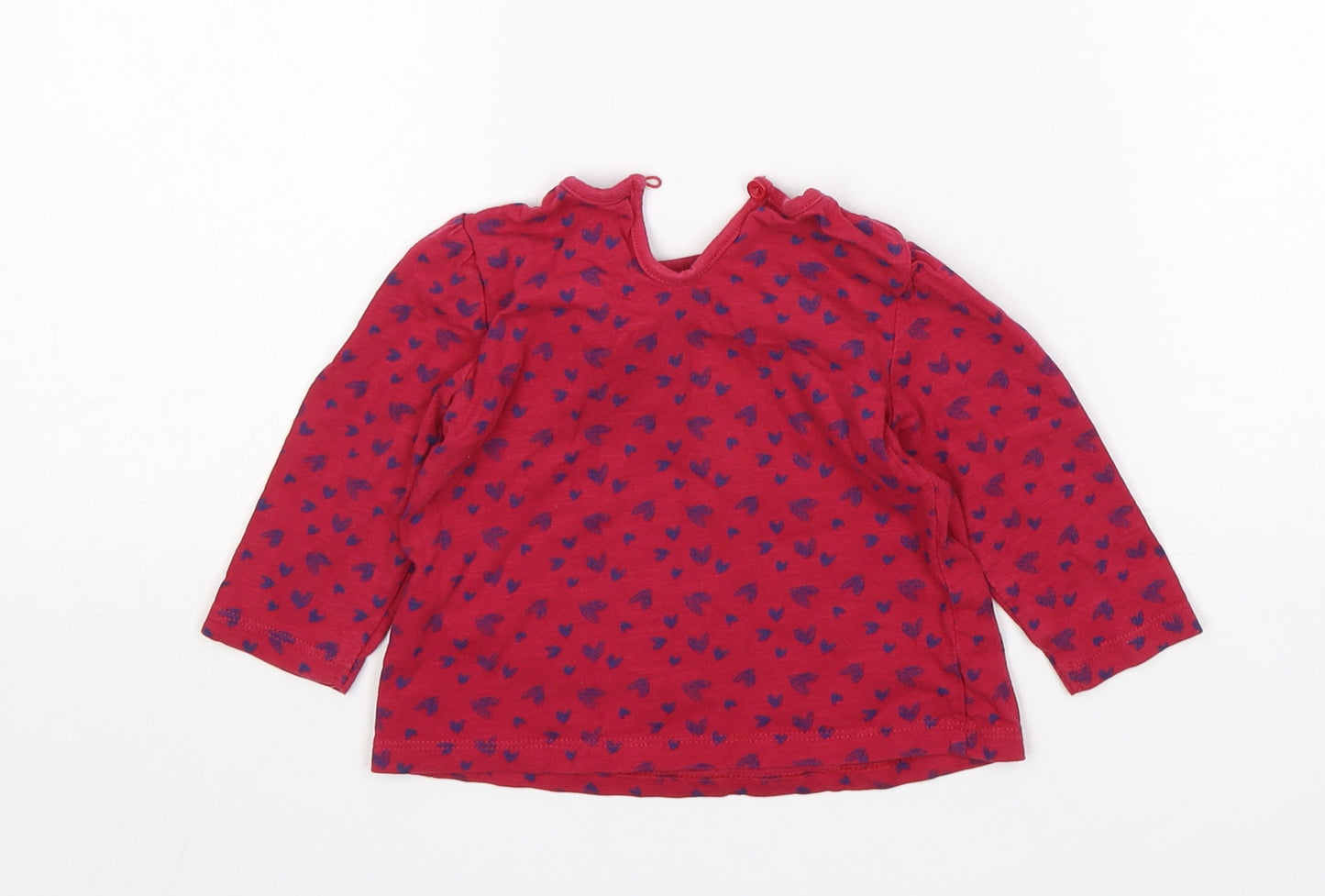 Matalan Girls Red Spotted Cotton Basic T-Shirt Size 9-12 Months Round Neck