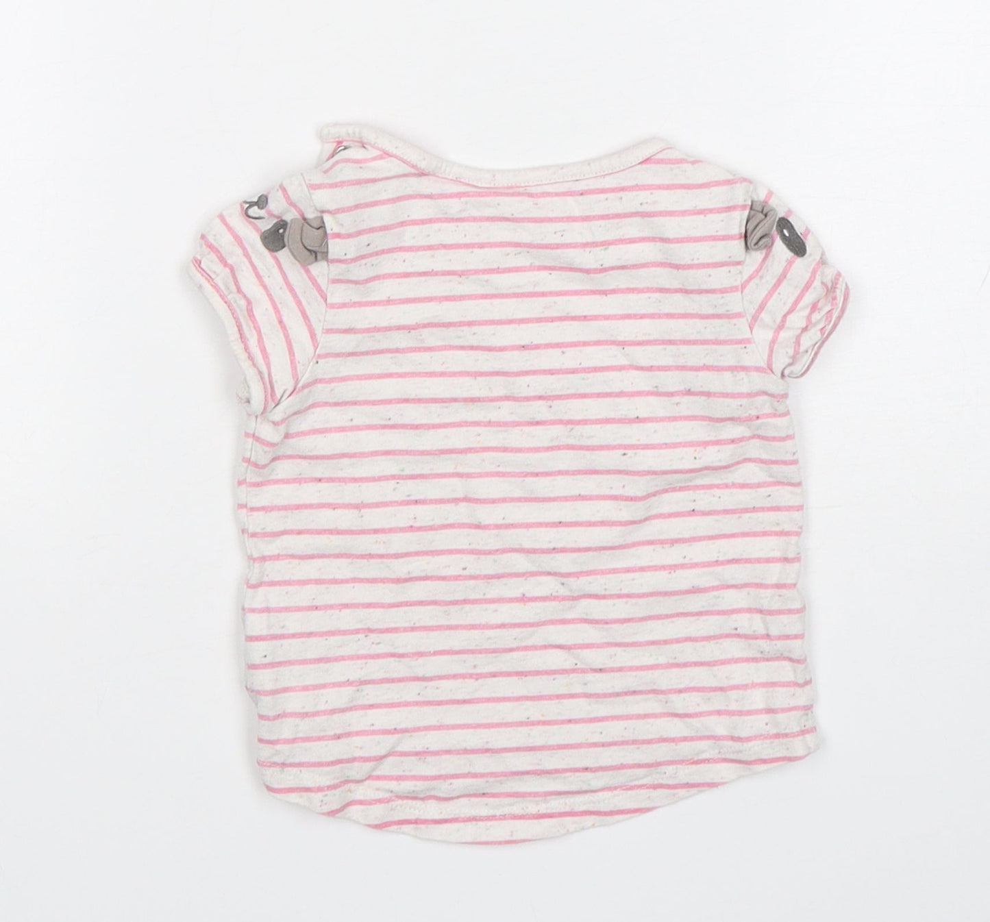 Mothercare Girls Multicoloured Striped Cotton Basic T-Shirt Size 6-9 Months Round Neck