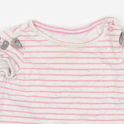 Mothercare Girls Multicoloured Striped Cotton Basic T-Shirt Size 6-9 Months Round Neck