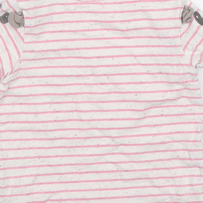 Mothercare Girls Multicoloured Striped Cotton Basic T-Shirt Size 6-9 Months Round Neck