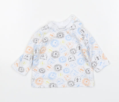 F&F Boys Multicoloured Animal Print Cotton Basic T-Shirt Size Newborn Round Neck