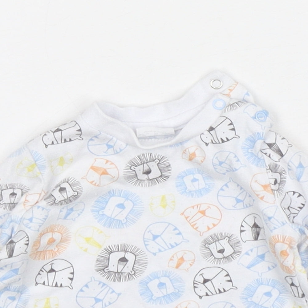 F&F Boys Multicoloured Animal Print Cotton Basic T-Shirt Size Newborn Round Neck