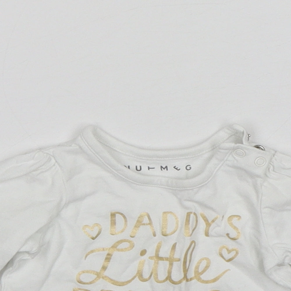Nutmeg Girls White  Cotton Basic T-Shirt Size Newborn Round Neck  - Daddys Little Princess