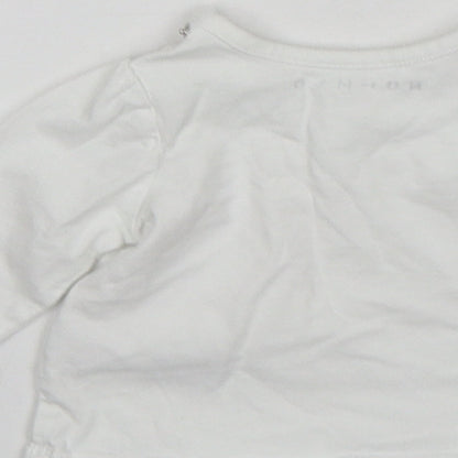 Nutmeg Girls White  Cotton Basic T-Shirt Size Newborn Round Neck  - Daddys Little Princess
