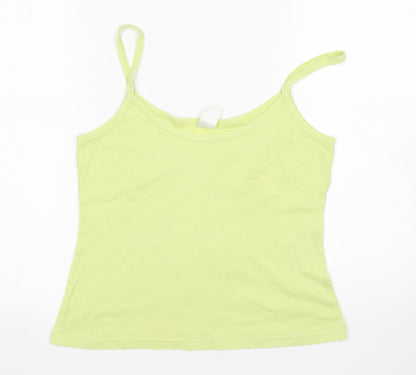 Preworn Womens Green  Cotton Basic Tank Size 14 Round Neck