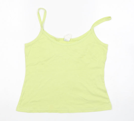 Preworn Womens Green  Cotton Basic Tank Size 14 Round Neck
