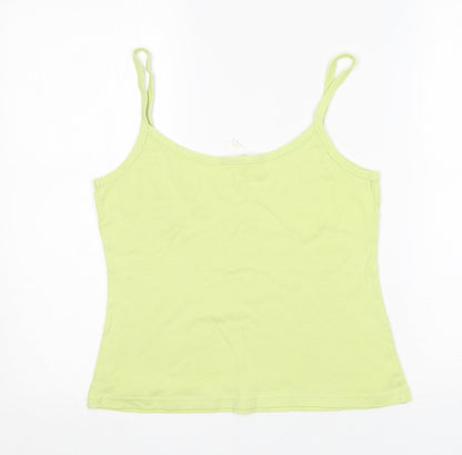 Preworn Womens Green  Cotton Basic Tank Size 14 Round Neck