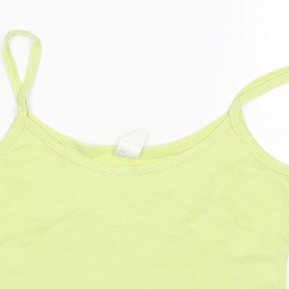 Preworn Womens Green  Cotton Basic Tank Size 14 Round Neck
