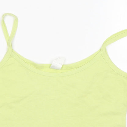 Preworn Womens Green  Cotton Basic Tank Size 14 Round Neck