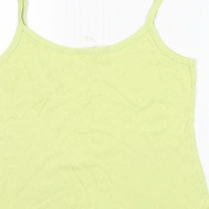 Preworn Womens Green  Cotton Basic Tank Size 14 Round Neck