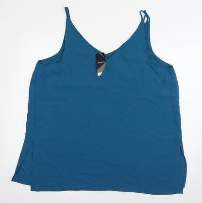 Papaya Womens Blue  Polyester Camisole Tank Size 20 V-Neck