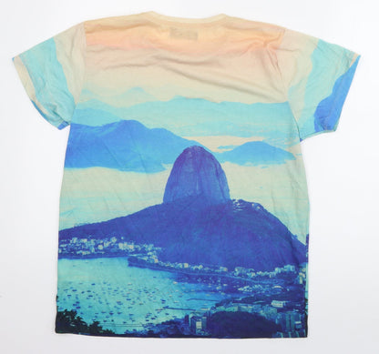 Matalan Mens Multicoloured Geometric Polyester  T-Shirt Size M Round Neck  - Rio De Janeiro