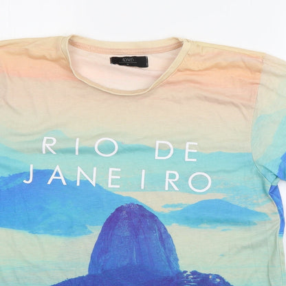 Matalan Mens Multicoloured Geometric Polyester  T-Shirt Size M Round Neck  - Rio De Janeiro