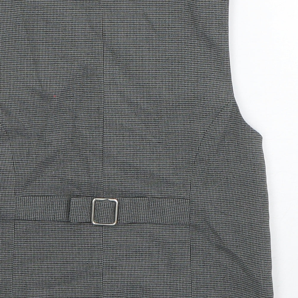 Brand and care label for Monsoon boys’ grey houndstooth jacket waistcoat, size 4-5, years button