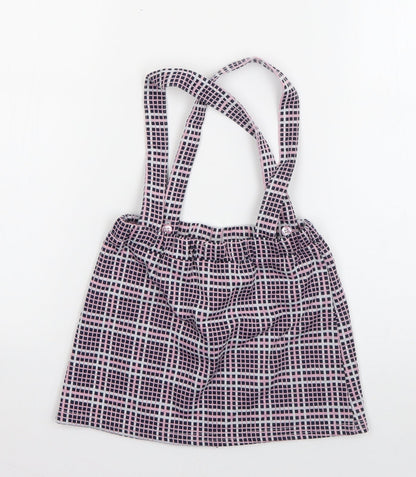 so cute Girls Pink Check Polyester Pinafore/Dungaree Dress  Size 2-3 Years  Square Neck Pullover
