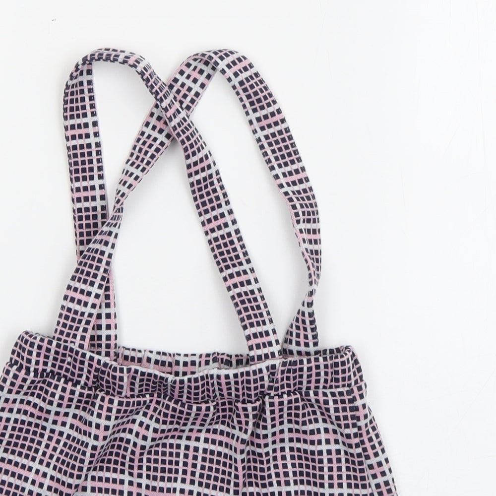 so cute Girls Pink Check Polyester Pinafore/Dungaree Dress  Size 2-3 Years  Square Neck Pullover