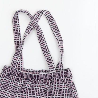 so cute Girls Pink Check Polyester Pinafore/Dungaree Dress  Size 2-3 Years  Square Neck Pullover