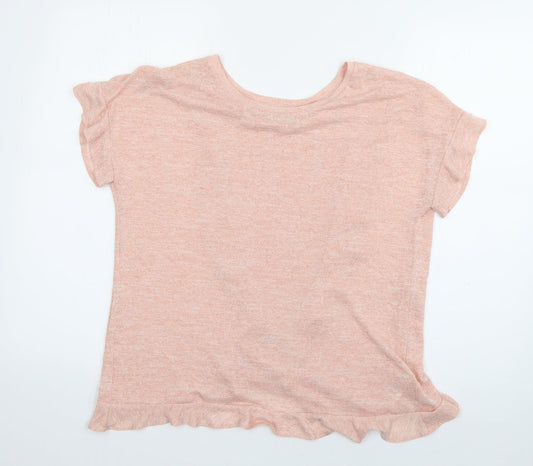 Papaya Womens Orange  Viscose Basic T-Shirt Size 8 Boat Neck