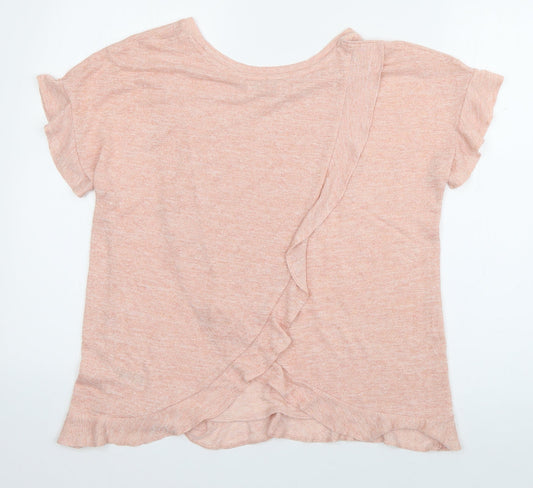 Papaya Womens Orange  Viscose Basic T-Shirt Size 8 Boat Neck