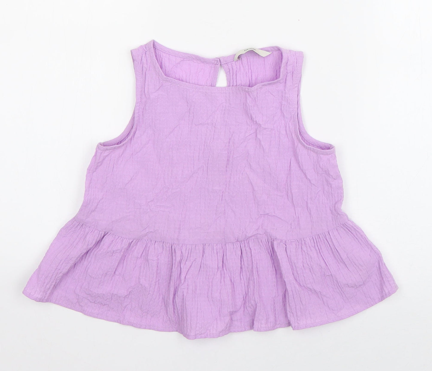 George Girls Purple  Cotton Basic Tank Size 7-8 Years Boat Neck Pullover