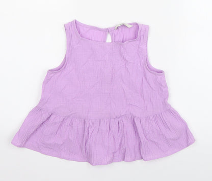 George Girls Purple  Cotton Basic Tank Size 7-8 Years Boat Neck Pullover