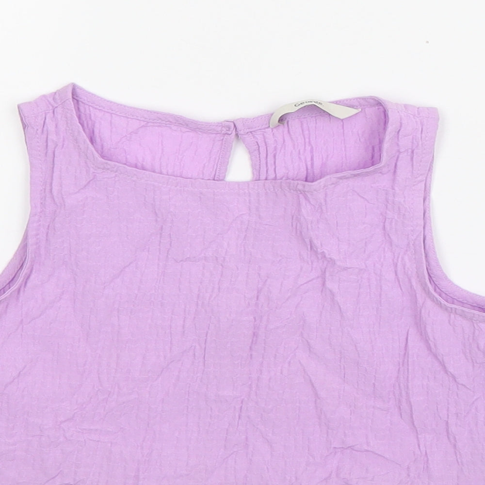 George Girls Purple  Cotton Basic Tank Size 7-8 Years Boat Neck Pullover