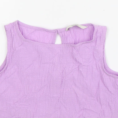 George Girls Purple  Cotton Basic Tank Size 7-8 Years Boat Neck Pullover