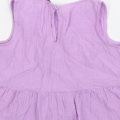 George Girls Purple  Cotton Basic Tank Size 7-8 Years Boat Neck Pullover
