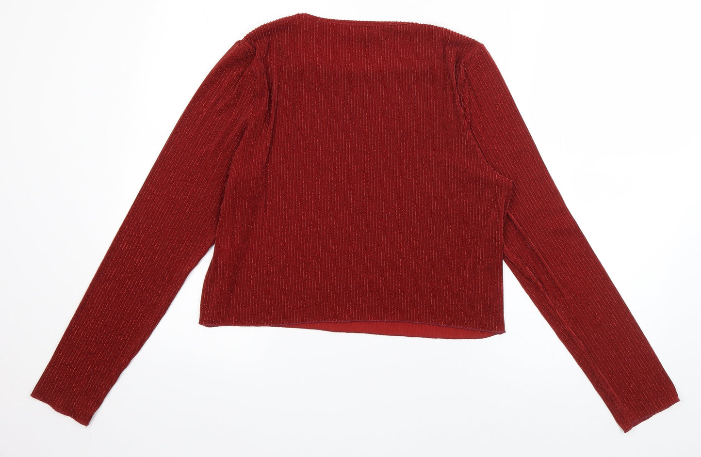 Primark Womens Red Striped Polyester Basic T-Shirt Size 12 Boat Neck