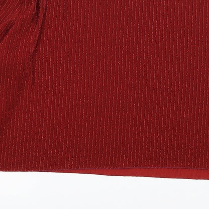 Primark Womens Red Striped Polyester Basic T-Shirt Size 12 Boat Neck