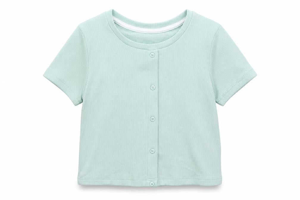Front view of George girls’ green cotton basic t-shirt, size 6-7, years round neck pullover