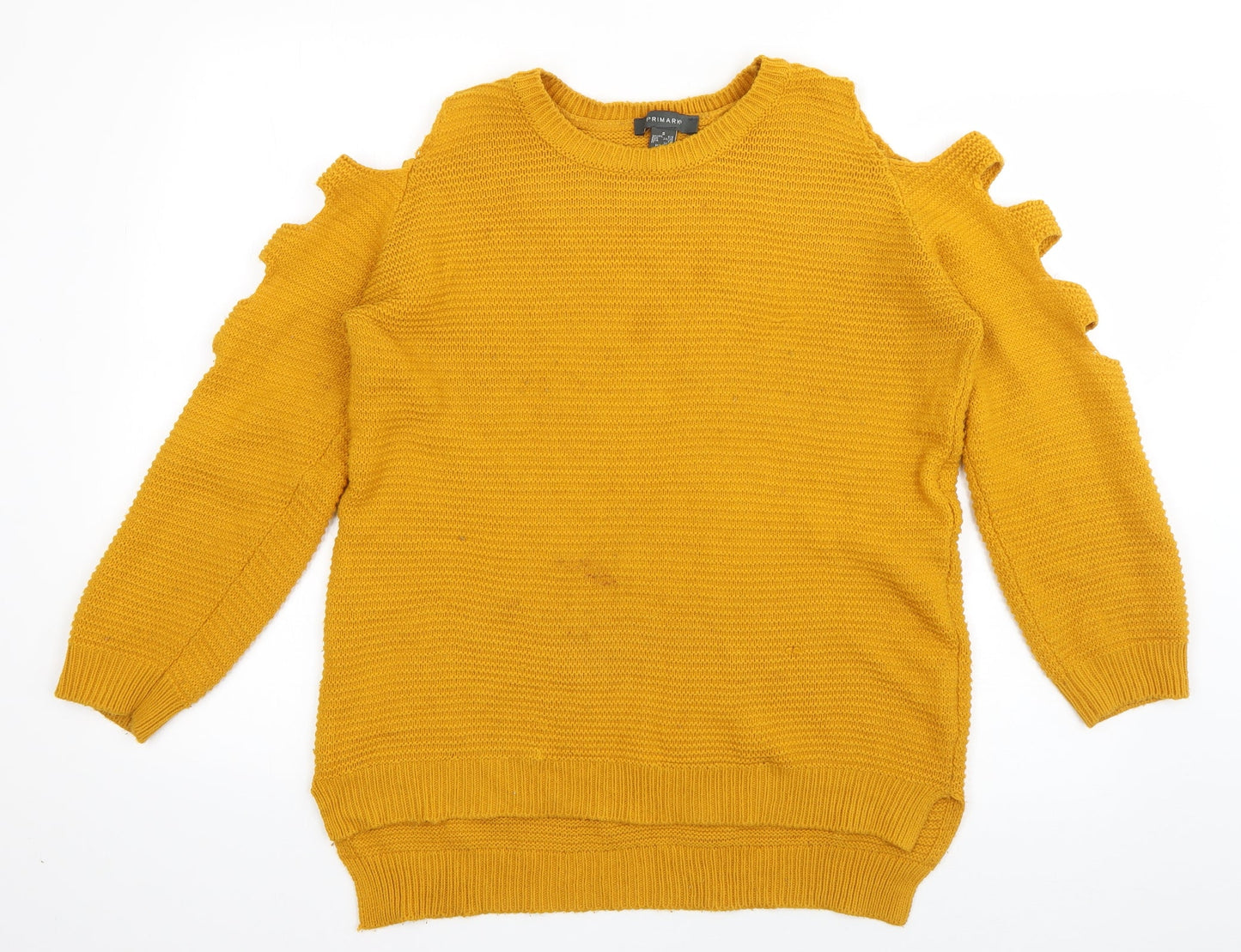 Primark Womens Orange Crew Neck  Acrylic Pullover Jumper Size 6   - Cut out sleeves