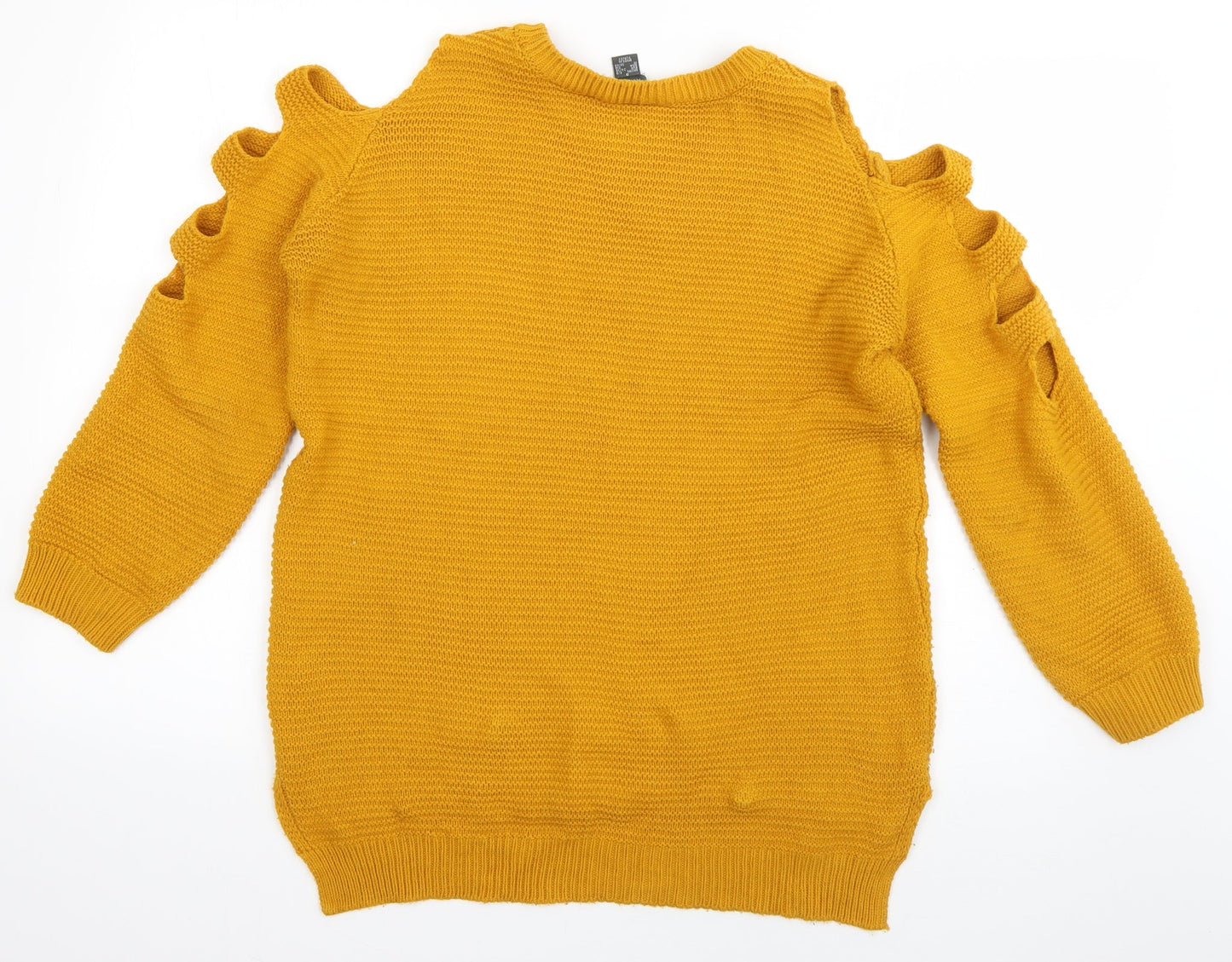 Primark Womens Orange Crew Neck  Acrylic Pullover Jumper Size 6   - Cut out sleeves