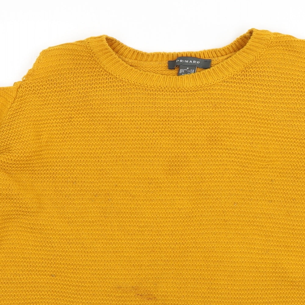 Primark Womens Orange Crew Neck  Acrylic Pullover Jumper Size 6   - Cut out sleeves