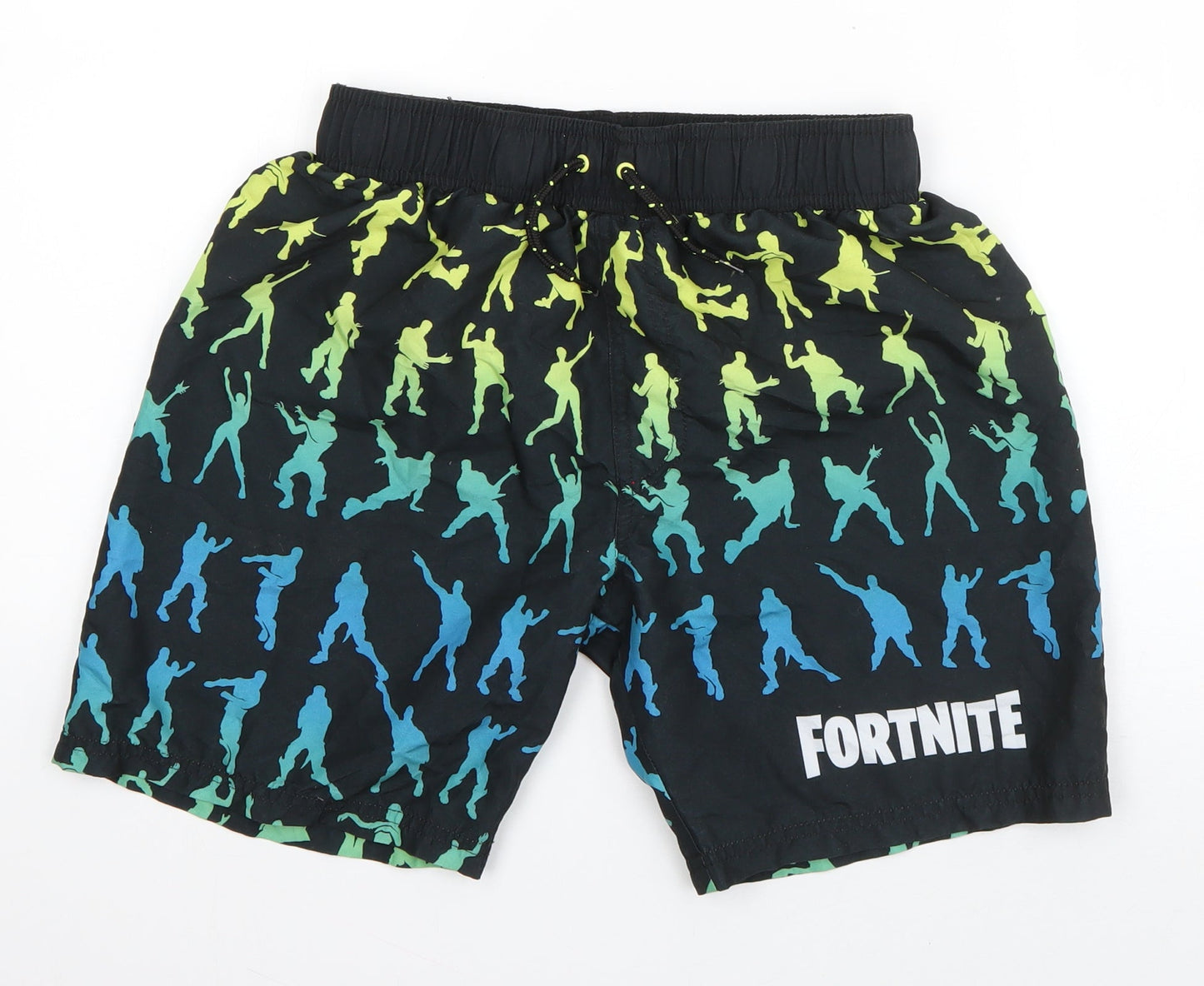 Primark Boys Black Geometric Polyester Sweat Shorts Size L L6 in Regular Drawstring - Fortnite