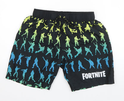 Primark Boys Black Geometric Polyester Sweat Shorts Size L L6 in Regular Drawstring - Fortnite