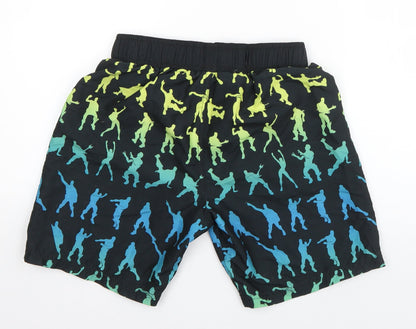 Primark Boys Black Geometric Polyester Sweat Shorts Size L L6 in Regular Drawstring - Fortnite