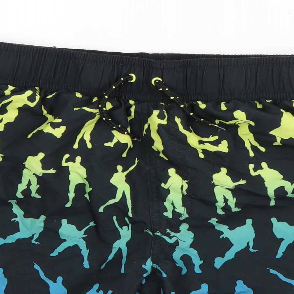 Primark Boys Black Geometric Polyester Sweat Shorts Size L L6 in Regular Drawstring - Fortnite