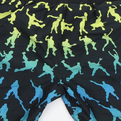 Primark Boys Black Geometric Polyester Sweat Shorts Size L L6 in Regular Drawstring - Fortnite