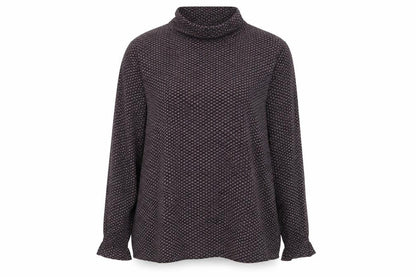 ESPRIT Womens Grey Polka Dot Viscose Basic Blouse Size 18 Roll Neck