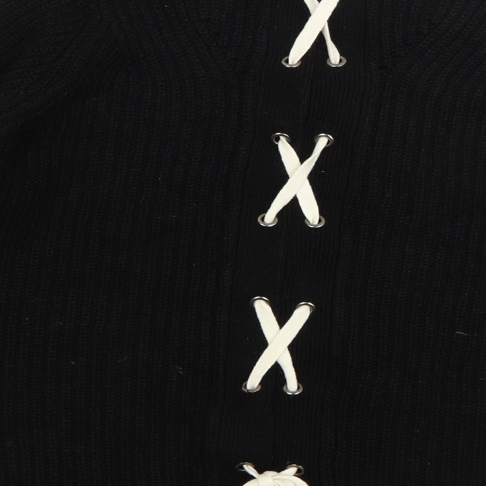 Womens UK Size S Papaya Black Pullover Jumper